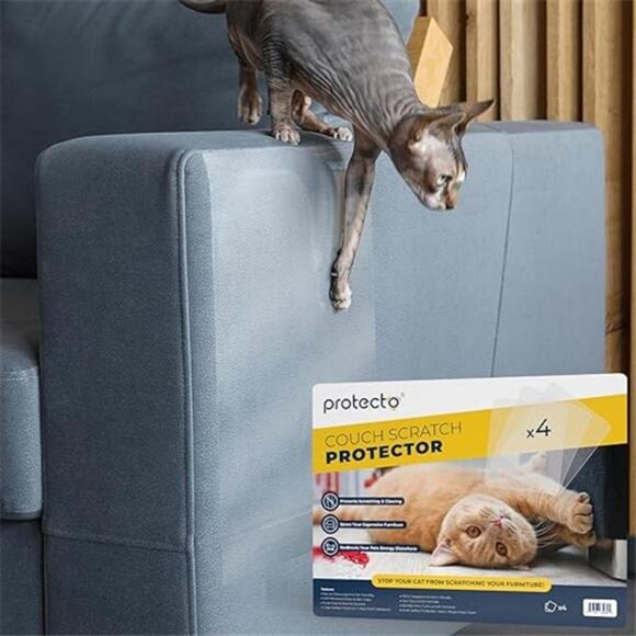 4-Pack Cat Anti Scratch Furniture Protector - 16"x12" Clear Pet Couch Protector - Picture 7 of 7